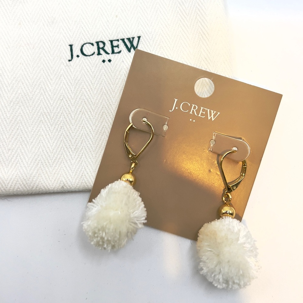 Jcrew White Pom Pom Earrings
